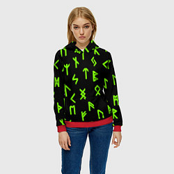 Толстовка-худи женская Славянская символика кислота, цвет: 3D-красный — фото 2