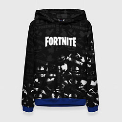 Толстовка-худи женская Fortnite pattern black, цвет: 3D-синий