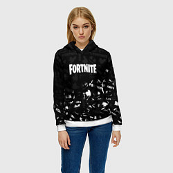 Толстовка-худи женская Fortnite pattern black, цвет: 3D-белый — фото 2