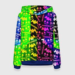Толстовка-худи женская Marshmello pattern neon steel, цвет: 3D-синий