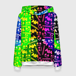 Толстовка-худи женская Marshmello pattern neon steel, цвет: 3D-белый