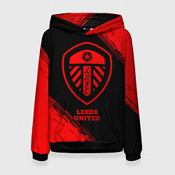 Толстовка-худи женская Leeds United - red gradient, цвет: 3D-черный