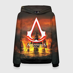 Толстовка-худи женская Assassins Creed корабли, цвет: 3D-черный