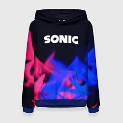 Толстовка-худи женская Sonic neon flame, цвет: 3D-синий