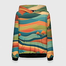 Толстовка-худи женская Поля луга, цвет: 3D-черный