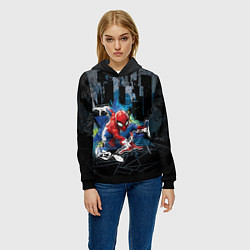 Толстовка-худи женская Spider-man over the city, цвет: 3D-черный — фото 2