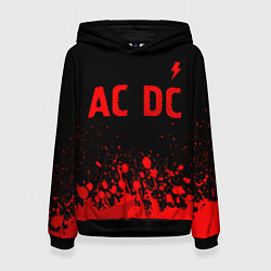 Толстовка-худи женская AC DC - red gradient посередине, цвет: 3D-черный