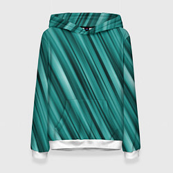 Толстовка-худи женская Лазурные волны, цвет: 3D-белый