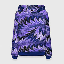Толстовка-худи женская Абстрактные перья - жидкость, цвет: 3D-синий