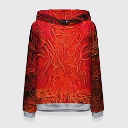 Толстовка-худи женская Красный симбионт абстракция, цвет: 3D-меланж