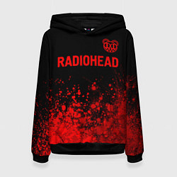 Толстовка-худи женская Radiohead - red gradient посередине, цвет: 3D-черный