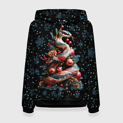 Толстовка-худи женская Ёлка змея, цвет: 3D-черный