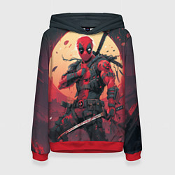 Толстовка-худи женская Дэдпул самурай, цвет: 3D-красный