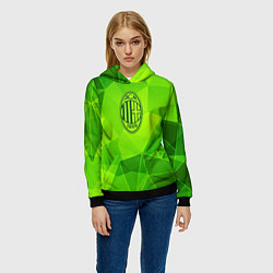Толстовка-худи женская AC Milan green poly, цвет: 3D-черный — фото 2