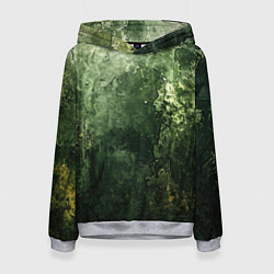 Толстовка-худи женская Зеленый камуфляж с эффектом старины, цвет: 3D-меланж
