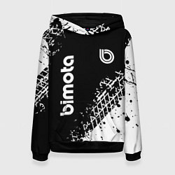 Толстовка-худи женская Bimoto - следы от шин, цвет: 3D-черный