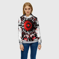 Толстовка-худи женская Красная сюрреалистичная абстракция, цвет: 3D-меланж — фото 2