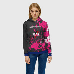 Толстовка-худи женская Think plan do, цвет: 3D-синий — фото 2