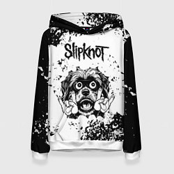 Толстовка-худи женская Slipknot - рок пес, цвет: 3D-белый