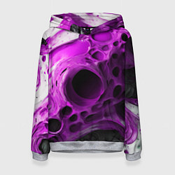 Толстовка-худи женская Фиолетово-белая абстрактная структура, цвет: 3D-меланж