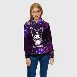 Толстовка-худи женская Праздничный Kuromi, цвет: 3D-черный — фото 2
