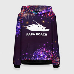 Толстовка-худи женская Праздничный Papa Roach, цвет: 3D-черный