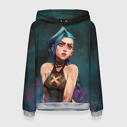 Толстовка-худи женская Джинкс голубой дым, цвет: 3D-меланж