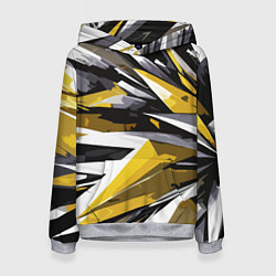 Толстовка-худи женская Чёрно-жёлто-белая абстракция, цвет: 3D-меланж