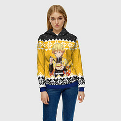 Толстовка-худи женская Зеницу новогодний свитер из Demon slayer, цвет: 3D-синий — фото 2