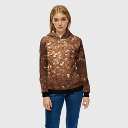 Толстовка-худи женская Золотые частицы, цвет: 3D-черный — фото 2