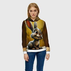 Толстовка-худи женская Милый зайчик, цвет: 3D-белый — фото 2