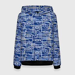 Толстовка-худи женская Паттерн с узлами водопроводного лабиринта, цвет: 3D-черный