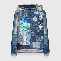 Толстовка-худи женская Микс аниме и пэчворк, цвет: 3D-меланж