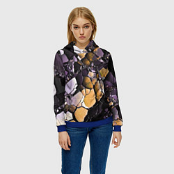 Толстовка-худи женская Чёрно-жёлтый камень, цвет: 3D-синий — фото 2