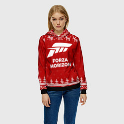 Толстовка-худи женская Новогодний Forza Horizon с оленями, цвет: 3D-черный — фото 2