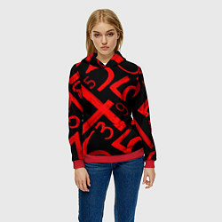 Толстовка-худи женская Числовой код, цвет: 3D-красный — фото 2