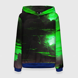 Толстовка-худи женская Кислотный зелёный закат, цвет: 3D-синий