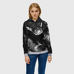 Толстовка-худи женская Черно-белая змея, цвет: 3D-меланж — фото 2