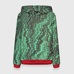 Толстовка-худи женская Разводы в зеленом цвете, цвет: 3D-красный