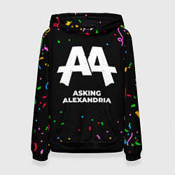 Толстовка-худи женская Asking Alexandria конфети, цвет: 3D-черный