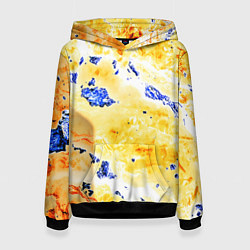 Толстовка-худи женская Сине-золотая абстракция, цвет: 3D-черный