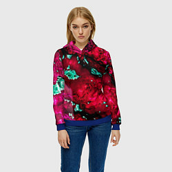 Толстовка-худи женская Абстракция красно-голубая, цвет: 3D-синий — фото 2