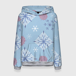 Толстовка-худи женская Снежинки Эльзы, цвет: 3D-меланж