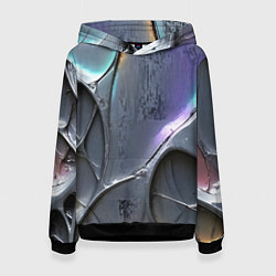 Толстовка-худи женская Полированный серебряный металл, цвет: 3D-черный
