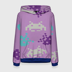 Толстовка-худи женская Пиксели, цвет: 3D-синий