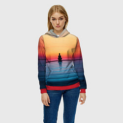 Толстовка-худи женская Медитация на закате, цвет: 3D-красный — фото 2