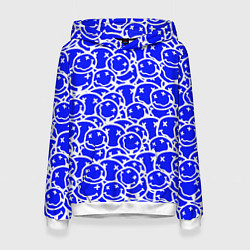 Толстовка-худи женская Nirvana logo blue, цвет: 3D-белый