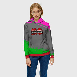 Толстовка-худи женская Tekken краски неоновые, цвет: 3D-красный — фото 2