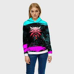 Толстовка-худи женская The Witcher неоновые краски, цвет: 3D-белый — фото 2