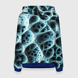 Толстовка-худи женская Белая пористая структура, цвет: 3D-синий
